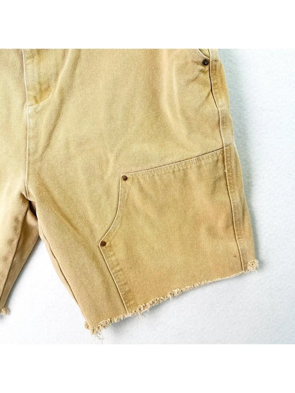Butter‎ Goods Baggy Denim Shorts Skatewear Carpenter Raw Hem Tan Mens 38